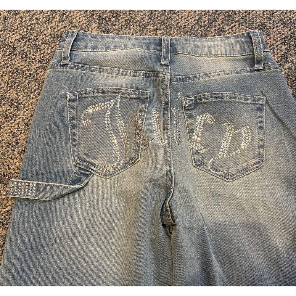 Juicy Couture Abbot Rhinestones Wide Leg Denim Jeans Jr Womens 1 (25x30)